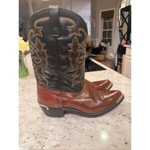 Masterson Mens Brown & Black Leather Rb93 Cowboy Boots sz 13D EUC